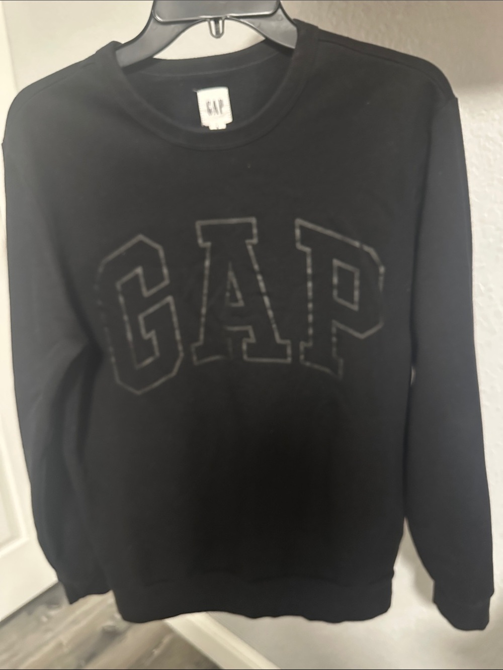 GAP Black Crewneck Sweatshirt with Tonal Logo  S